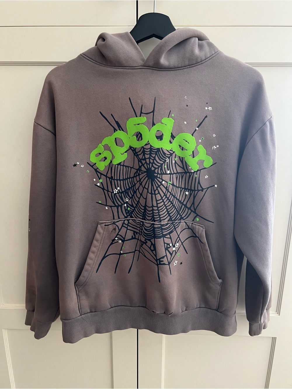 Spider Web Men’s Graphic Hoodie – Grey/Charcoal – Size M